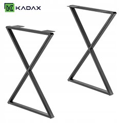 2x Loft Metallist lauajalad "x" Must Industrial 60x77 cm hind ja info | Meigilauad | kaup24.ee