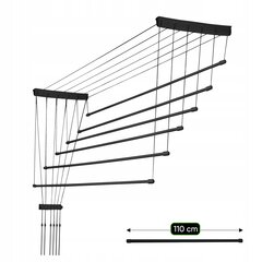 Потолочная сушилка для белья в ванной комнате, 6 стержней, 110 см, прочная, твердая цена и информация | Cушилки для белья | kaup24.ee