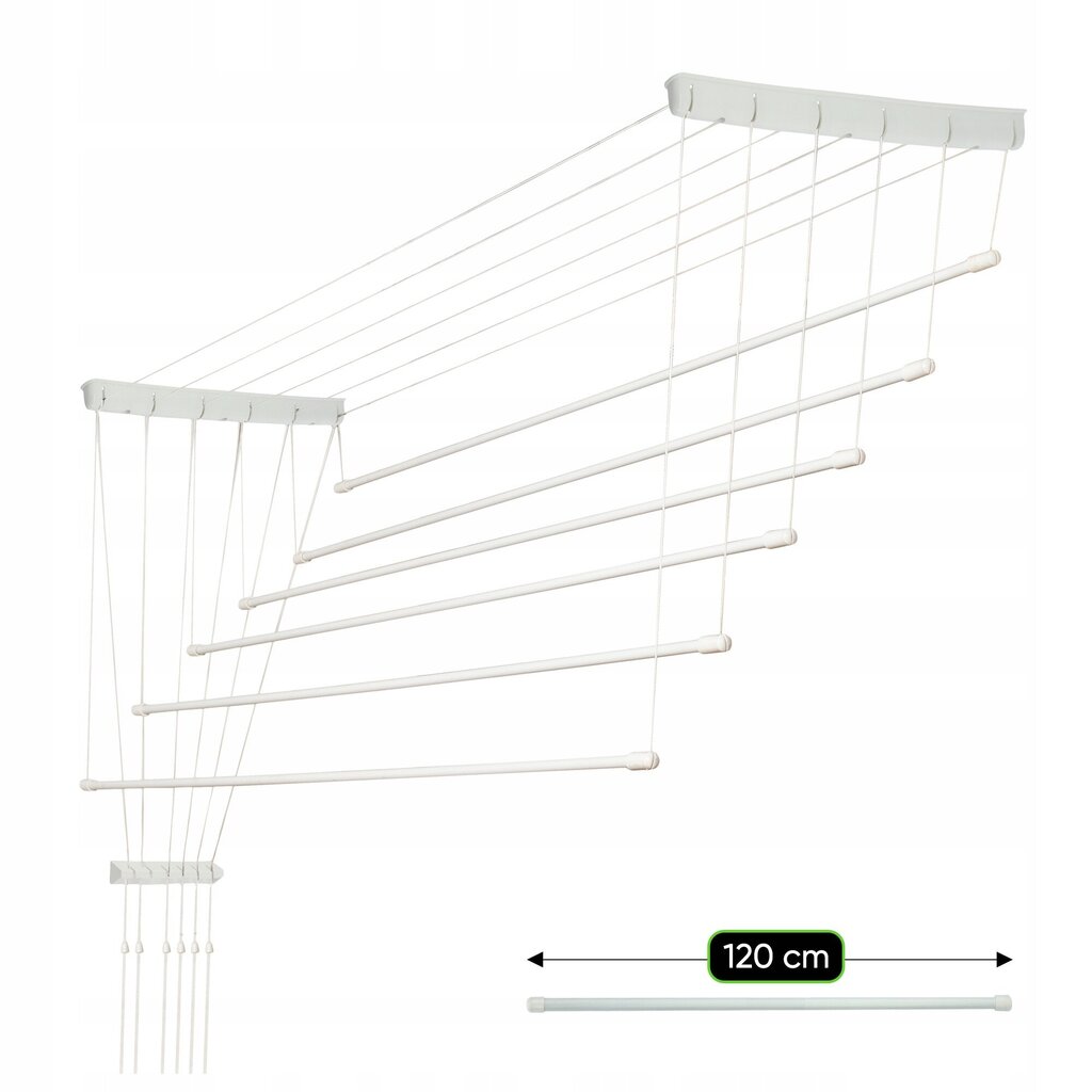 Riidekuivati laes, 6 baari, vannitoa rõdu, 120 cm hind ja info | Pesukuivatusrestid ja aksessuaarid | kaup24.ee