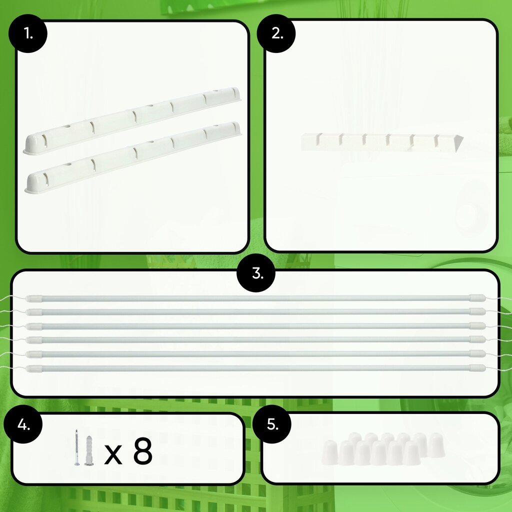 Lagi Vannitoa pesukuivati 6 varda 190cm Vastupidav tahke цена и информация | Pesukuivatusrestid ja aksessuaarid | kaup24.ee