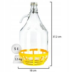 2x Wine Carboy 5L Balloon Lady In Basket Veinipudel + sulgemine hind ja info | Hoidistamiseks | kaup24.ee