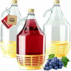 3x Kadax Carboy Wine 5л Balloon Lady In Basket Бутылка вина + крышка цена и информация | Посуда и принадлежности для консервирования | kaup24.ee