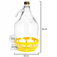 3x Kadax Carboy Wine 5L Balloon Lady In Basket veinipudel + sulgemine hind ja info | Hoidistamiseks | kaup24.ee