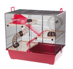 Клетка для хомяка InterZoo Pinky 3 Zinc, 33x45x50 см, красного цвета цена и информация | Клетки и аксессуары для грызунов | kaup24.ee