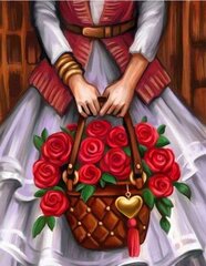 Картина по номерам "Girl with a basket of roses" 30x40 цена и информация | Живопись по номерам | kaup24.ee