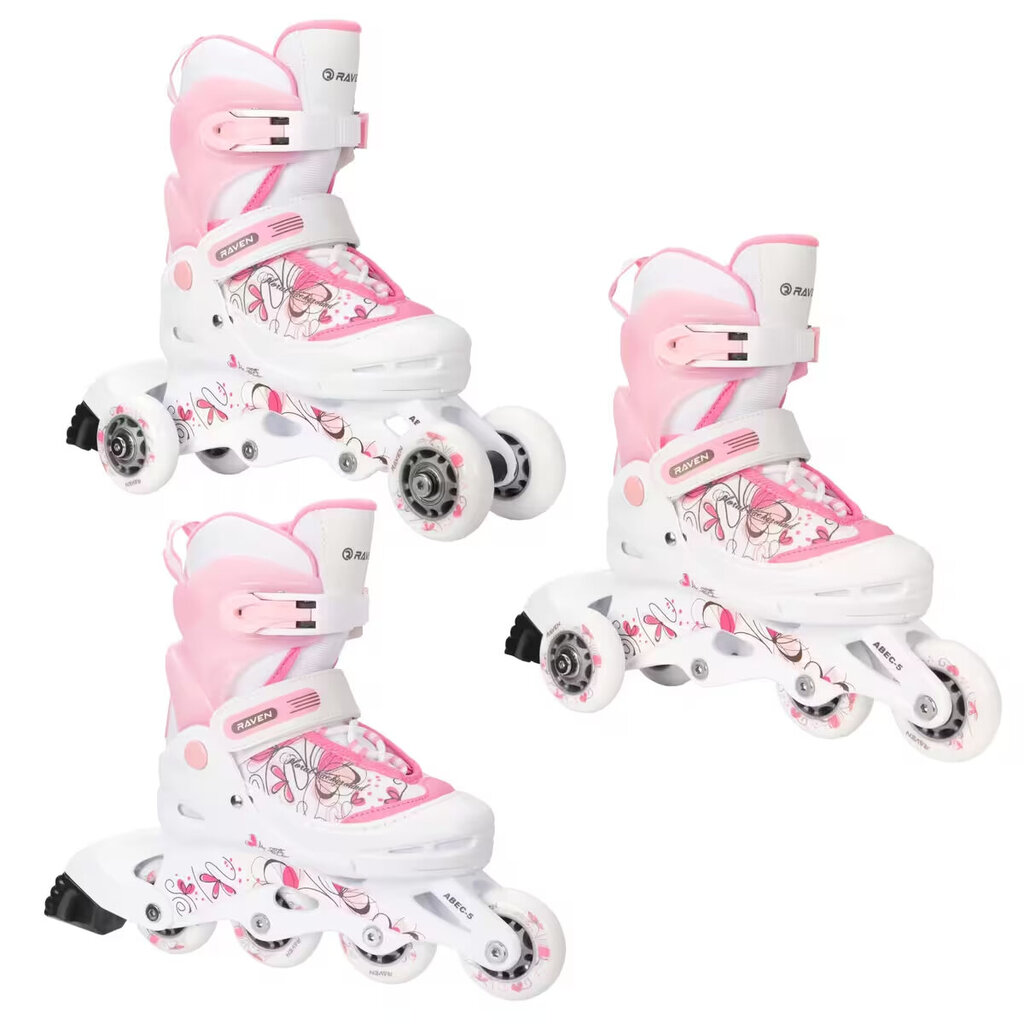 Rulluisud 3in1 Raven Laguna White/Pink, 30-33 hind ja info | Rulluisud ja tarvikud | kaup24.ee