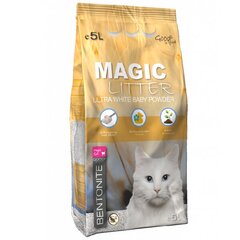 Песок для кошачьего туалета : MAGIC LITTER Бентонит Ультра Белый Детский Порошок, 5л цена и информация | Туалеты для кошек | kaup24.ee