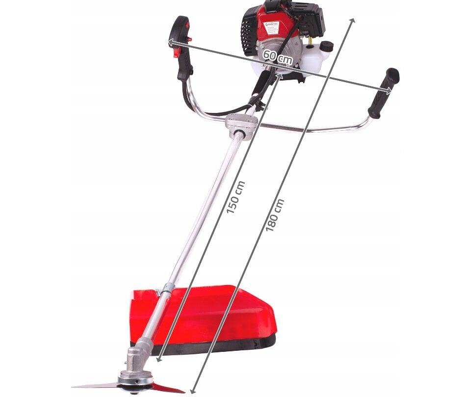 Bensiini/diiselmootoriga murutrimmer Maltec 150 cm 7 kg 5,2 HP + kaitsemask võrguga цена и информация | Murutrimmerid | kaup24.ee