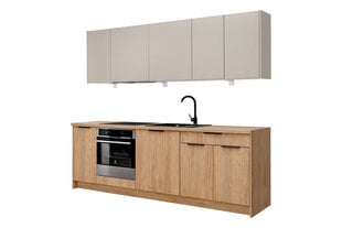 NOVO köök 2,4 m kašmiir matt/hikkori tamm valge õhupuhastiga (ilma tööpinnata) hind ja info | Köögimööbli komplektid | kaup24.ee