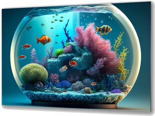 Seinapilt akvaarium veealune maailm 36x23 cm цена и информация | Настенные деревянные декорации | kaup24.ee