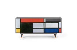 Тумба под ТВ T7 Composition With Blue, Red And Yellow By Piet Modrian L 125 cm, серый цена и информация | Комоды | kaup24.ee