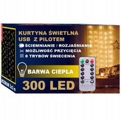 Led Valguskardinad 300 Usb Rippvalgustid 3X3M Siseruumides Ja Õues цена и информация | Уличное освещение | kaup24.ee