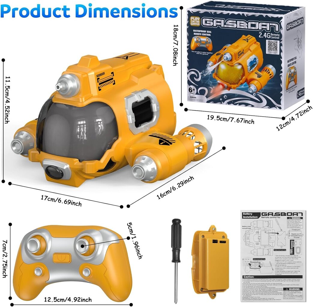 Kaugjuhtimispult RC Boat, kollane цена и информация | Poiste mänguasjad | kaup24.ee