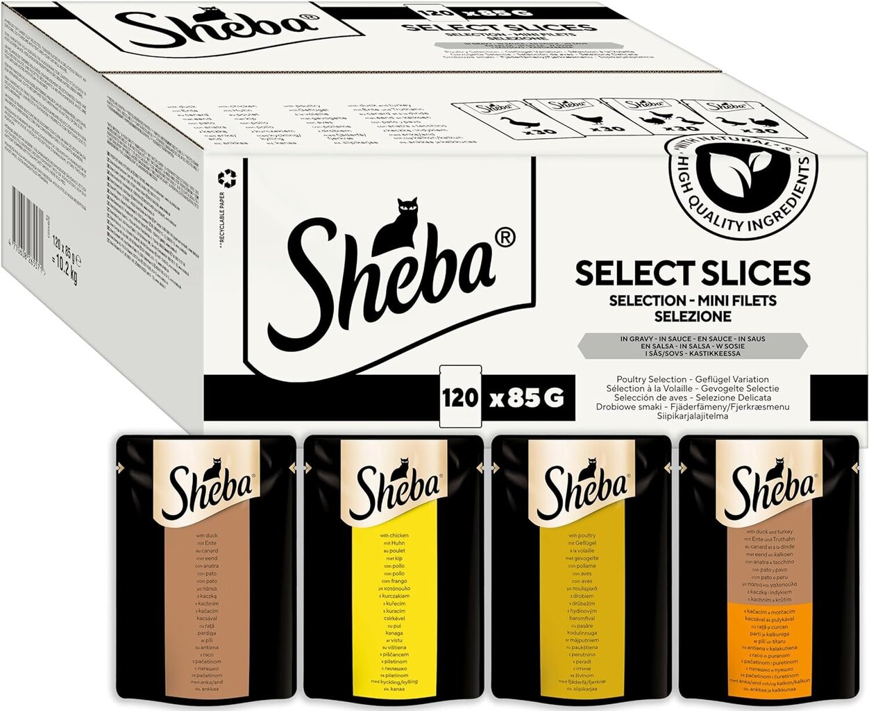 Sheba Selection Select Slices märgtoit kassidele pardi, kana, linnuliha ja kalkuniga, 120x85 g цена и информация | Konservid kassidele | kaup24.ee