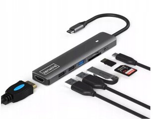 Multifunktsionaalne USB-jaotur Zenwire HC703 цена и информация | Адаптеры и USB-hub | kaup24.ee