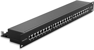 Deleycon Cat 6a Patch Panel Field 24 Port - настольный столик 19 -дюймовый установка стойки монтаж RJ45 Экранированный - TIA568A TIA568B - Black цена и информация | Кабели и провода | kaup24.ee