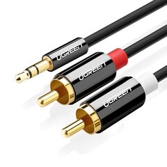 Jack to 2RCA (Cinch) Cable UGREEN 3,5mm 1m (black) цена и информация | Кабели и провода | kaup24.ee