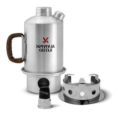 Survival Kettle 1.2 L Silver Camping Kettle Carry Bag Leather Handle цена и информация | Электрочайники | kaup24.ee