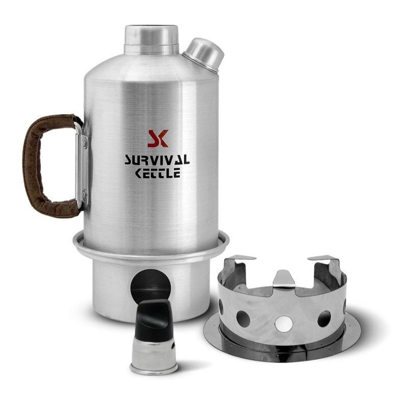 Survival Kettle 1.2 L Silver Camping Kettle Carry Bag Leather Handle hind ja info | Veekeetjad | kaup24.ee