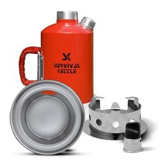 Red Survival Kettle 1.2 L Camping Kettle Carry Bag Leather Handle цена и информация | Электрочайники | kaup24.ee