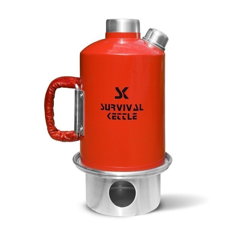 Red Survival Kettle 1.2 L Camping Kettle Carry Bag Leather Handle hind ja info | Veekeetjad | kaup24.ee