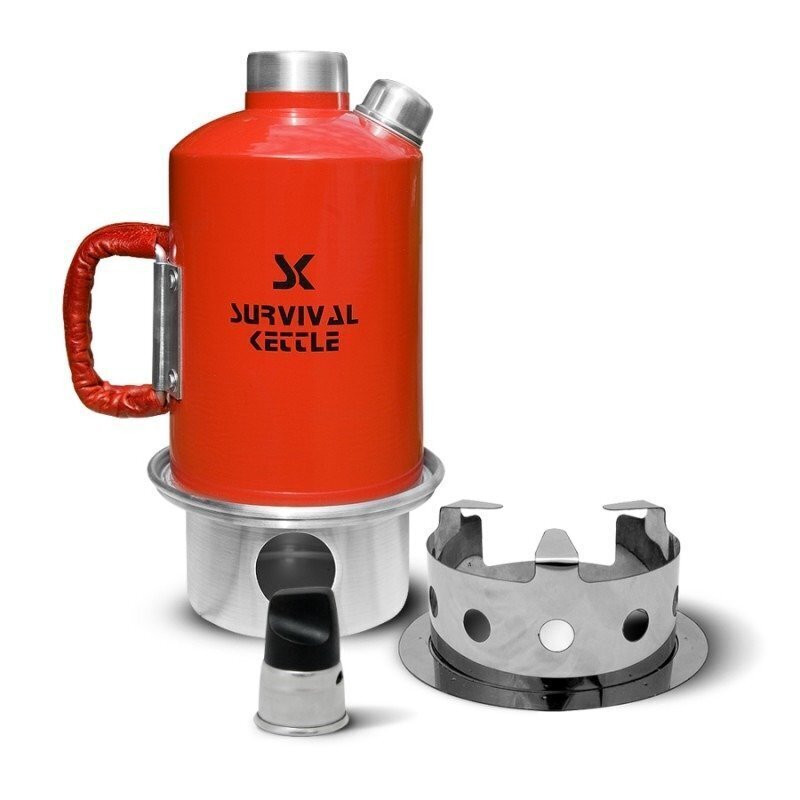 Red Survival Kettle 1.2 L Camping Kettle Carry Bag Leather Handle hind ja info | Veekeetjad | kaup24.ee