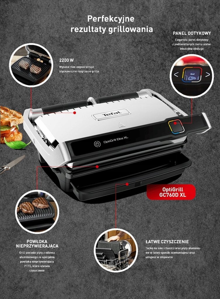 Elektrigrill Tefal Optigrill Elite XL GC760D30, 2200 W hind ja info | Elektrigrillid | kaup24.ee