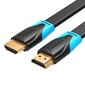 Flat HDMI Cable Vention VAA-B02-L300 3m 4K 60Hz (Black) цена и информация | Kaablid ja juhtmed | kaup24.ee