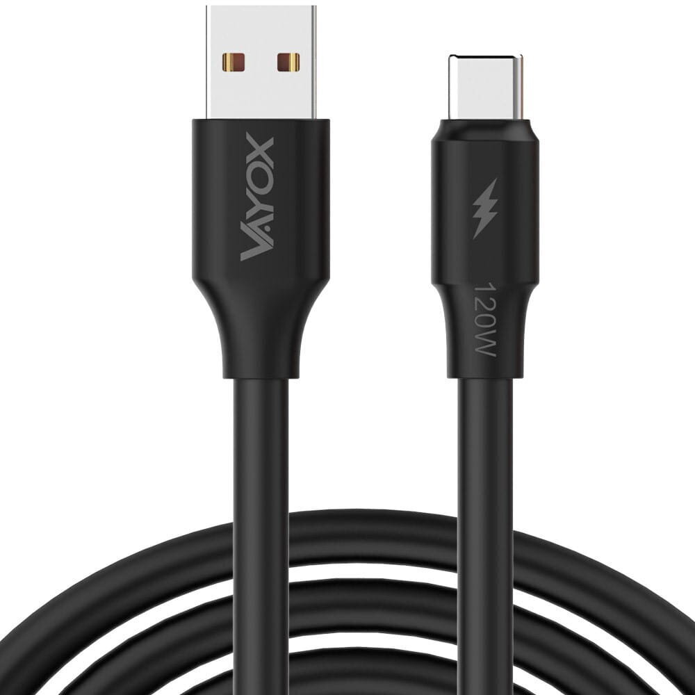 USB - USB-C 120W 3A 1m kiire liin must VA0121 Vayox kaabel цена и информация | Kaablid ja juhtmed | kaup24.ee