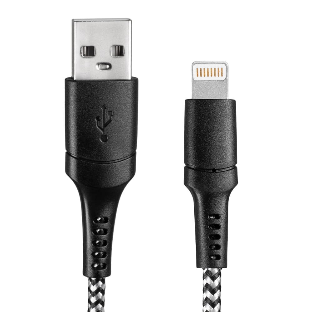 Vayox USB - Lightning punutud kaabel must ja valge 1m VA0149 Vayox hind ja info | Kaablid ja juhtmed | kaup24.ee