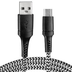 Vayox USB - micro USB плетеный кабель черно-белый 1м VA0150 Vayox цена и информация | Кабели и провода | kaup24.ee