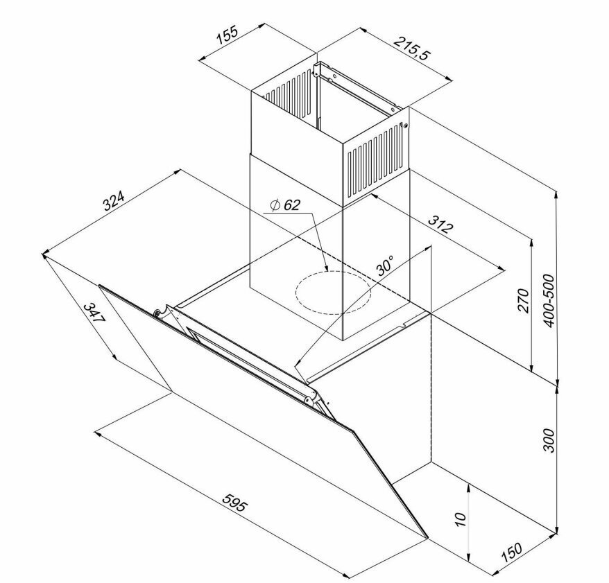 Maan pliidikupu Vertikaalne Glass Touch 60 cm цена и информация | Õhupuhastid | kaup24.ee