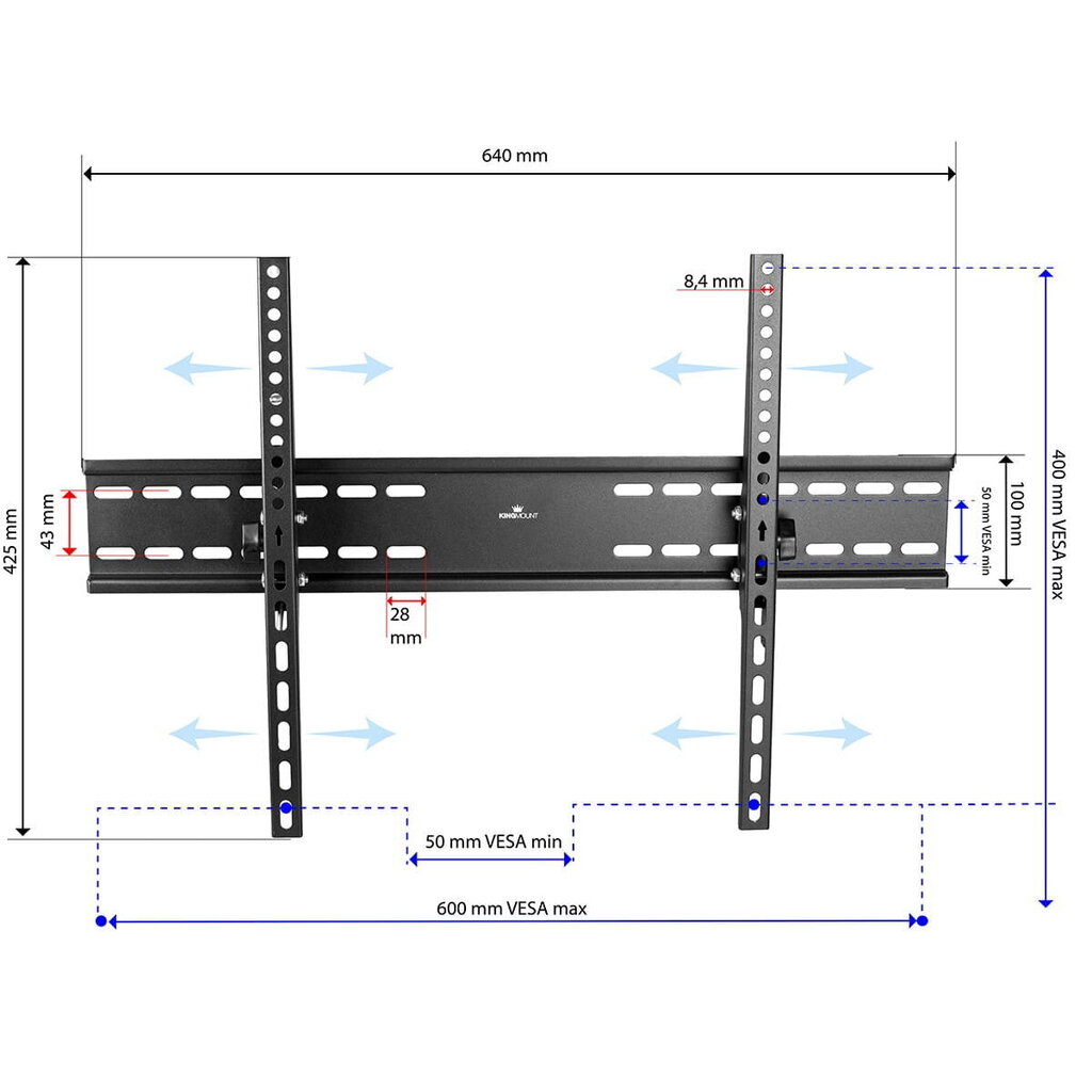 Telerihoidik 32-85" 600x400 KG-1033 Montana KING MOUNT jaoks hind ja info | Teleri seinakinnitused ja hoidjad | kaup24.ee