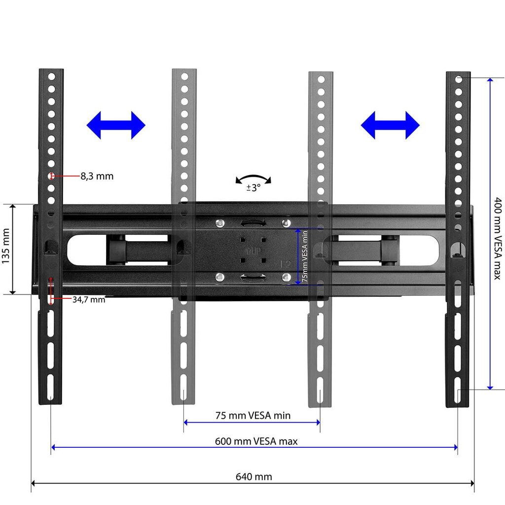 Kinnitus 32-85" 600x400 telerile KG-1031 Nevada KING MOUNT цена и информация | Teleri seinakinnitused ja hoidjad | kaup24.ee
