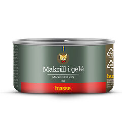 Husse Makrill i gelé konserv kassidele makrelliga, 80 g hind ja info | Konservid kassidele | kaup24.ee