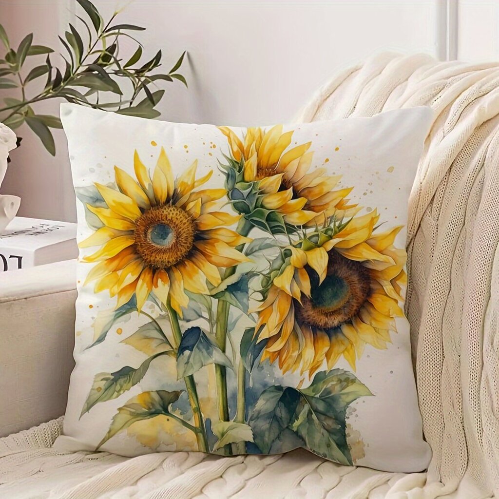 '1tk Sunflower Print padjakate, täiteaine puudub Country Home Decor Retro padjakate Kandiline padjapüür Padja kate elutoa diivan elutoa diivan magamistuba 45,72*45,72 cm' hind ja info | Dekoratiivpadjad ja padjakatted | kaup24.ee