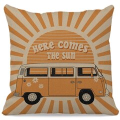 '1tk Buss Here Comes Päikesepadja kate, Retro padi, Hippies Orange Sun Sunshine dekoratiivne padjakate koju 45,72x45,72 cm' hind ja info | Dekoratiivpadjad ja padjakatted | kaup24.ee