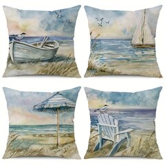 '4tk Euroopa Padjapüür Padjapüür Tagasi Pillow Beach Ocean Resort Style Linane trükitud diivan Padjapüür 45,72x45,72cm (Ilma padjavaheta)' hind ja info | Dekoratiivpadjad ja padjakatted | kaup24.ee