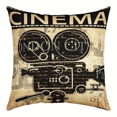 '1 tk. Filmipadja kate Vintage Kino Padja kate Retropruun Must Kaamera padjakate Vana ajalehe stiil Klassikaline filmipadja kate filmisõpradele Poistele Täiskasvanud 18"x18"' hind ja info | Dekoratiivpadjad ja padjakatted | kaup24.ee