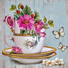 Алмазная мозаика "Flowers in a cup" 30х30см цена и информация | Алмазная мозаика | kaup24.ee