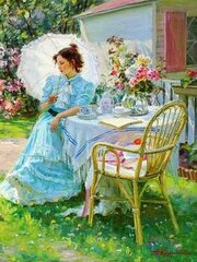 Алмазная мозаика "Tea in the garden" 30х40см цена и информация | Алмазная мозаика | kaup24.ee