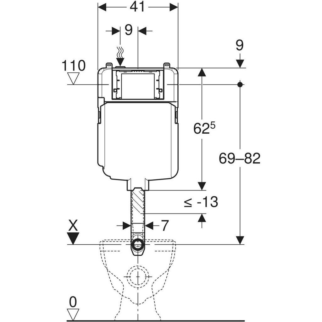 Geberit Sigma WC paak sisseehitatud tualetile UP-720 8 cm, 109.791.00.1 hind ja info | WC-poti tarvikud | kaup24.ee