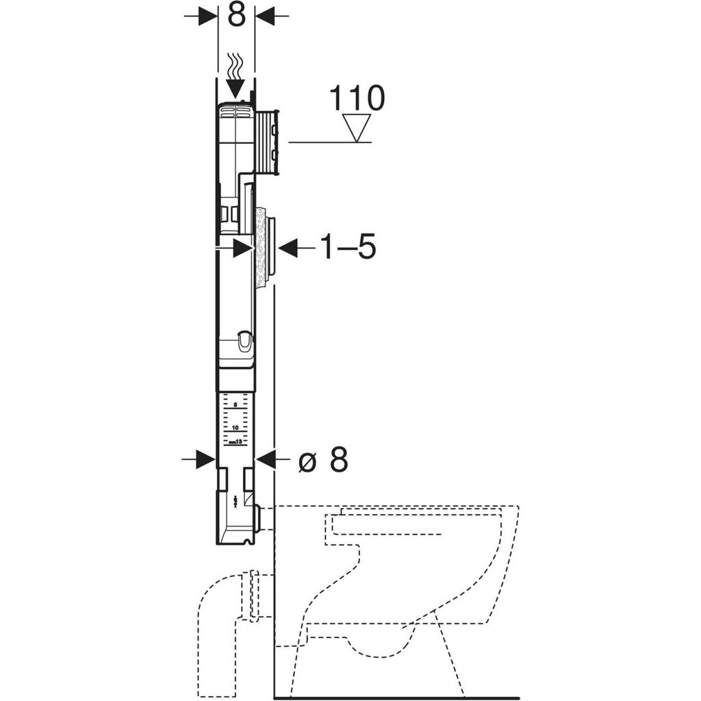 Geberit Sigma WC paak sisseehitatud tualetile UP-720 8 cm, 109.791.00.1 hind ja info | WC-poti tarvikud | kaup24.ee