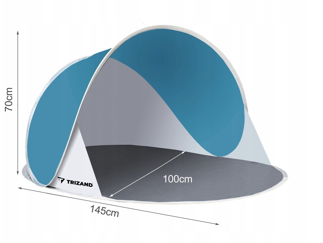 Rannatelk Trizand, 145x100x70 cm, sinine/hall hind ja info | Telgid | kaup24.ee