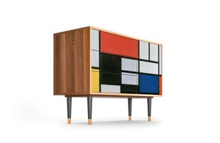 Комод S3 Composition With Blue, Red And Yellow By Piet Modrian L 115 cm, серый цена и информация | Комоды | kaup24.ee