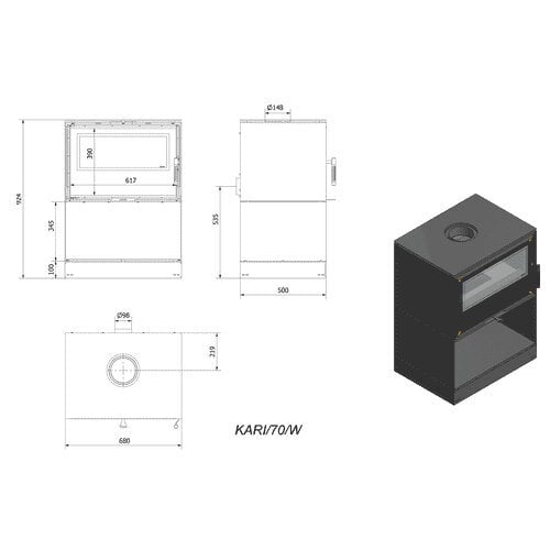 Valmiskamin terasest KARI 70W 8 kW цена и информация | Kaminad | kaup24.ee