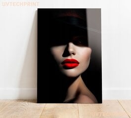 Klaasi maalimine naine punased huuled must taust 60x90 cm hind ja info | Sisustuselemendid | kaup24.ee