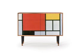 Комод BS4 Composition With Blue, Red And Yellow By Piet Modrian L 115 cm, орех цена и информация | Комоды | kaup24.ee