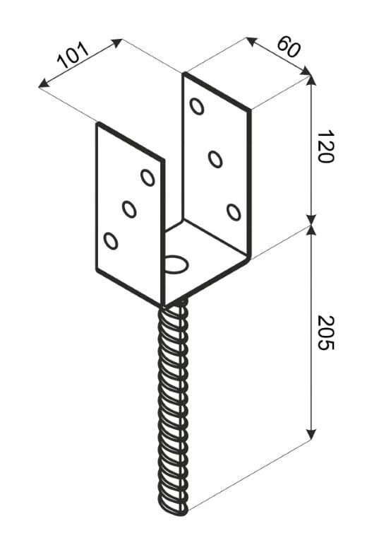 Posti aluse ankur 101x120mm sisseehitamiseks цена и информация | Aiad ja tarvikud | kaup24.ee