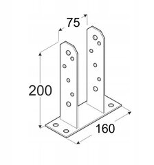 Betooni külge kruvitud posti alus 75x200 mm tsingitud цена и информация | Заборы и принадлежности к ним | kaup24.ee